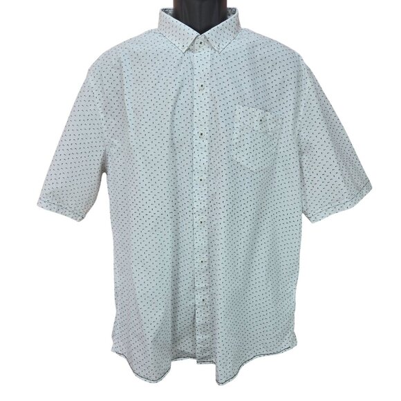 7 Diamonds Original Mens Button-Up Shirt XXL White-Black Printed Short-Sleeve - Picture 1 of 8